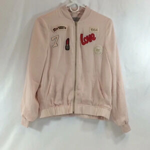 Vero Moda Women’s Lightweight Bomber Jacket  Light Pink w/ Patches XS